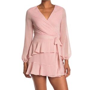 New! Fourteenth Place stripped long sleeve dress, layered, ruffles, pink, XS